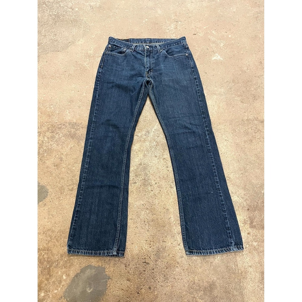 Levi's 527 Slim Bootcut Leg Jeans Mens 34x34 Blue Denim Dark Wash Logo Mid Rise